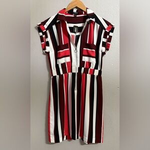 Express Striped Dress Collared Neckline Front Zip Women’s Size Small NWT